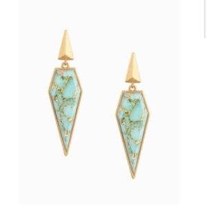 Stella & Dot | Modern Linear GOLD + Tyrquoise Winona Drop Earrings